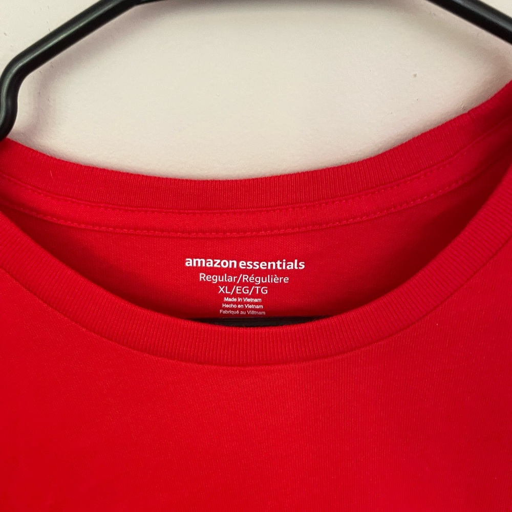 Amazon Essentials Bold Red Crew Neck Shirt - Picture 2 of 3
